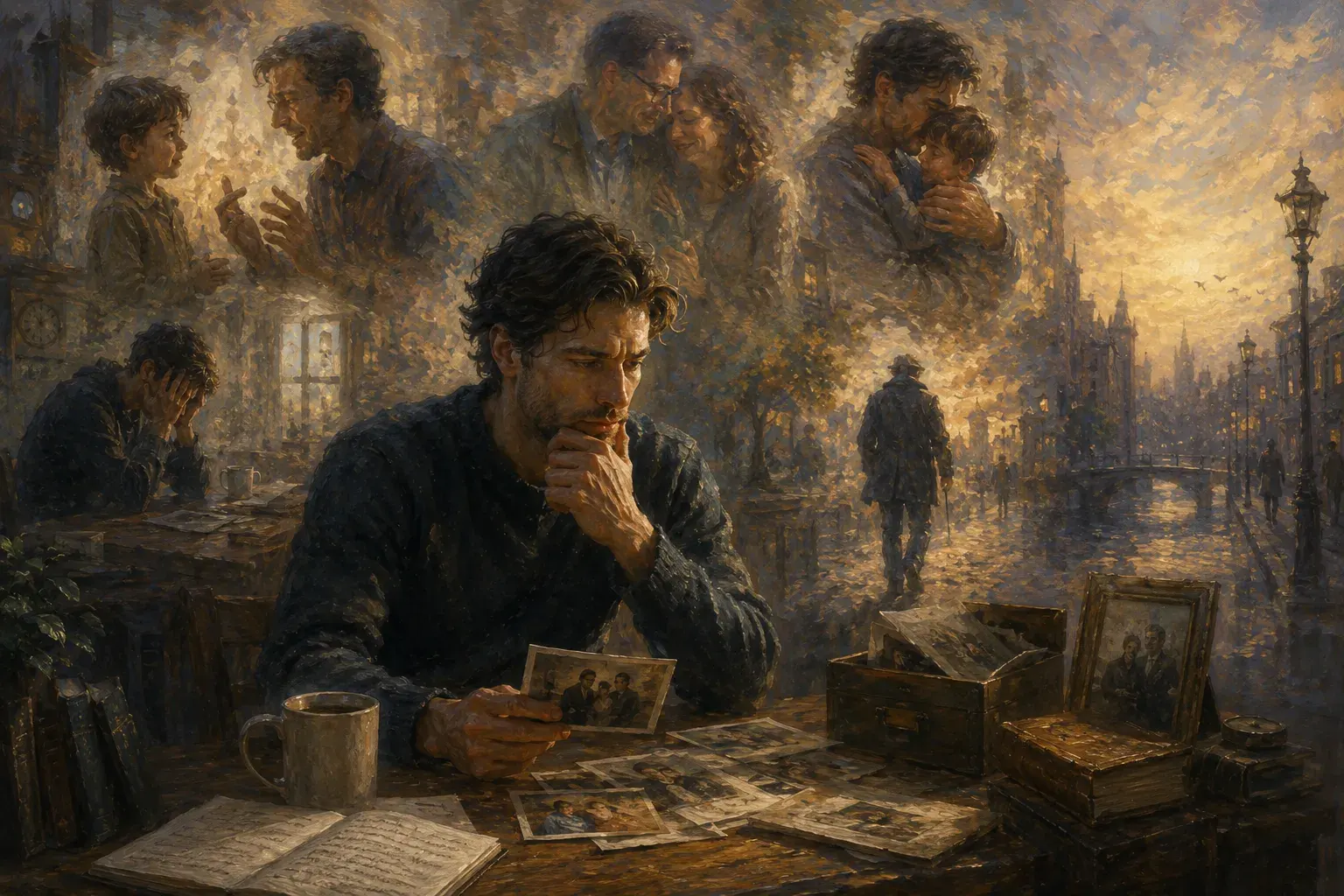 Knight thinking about his parents and their past (AI-generated)