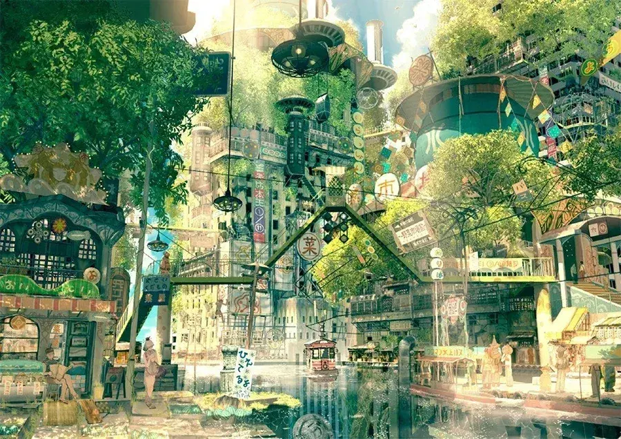 Solarpunk city art by Imperial Boy
